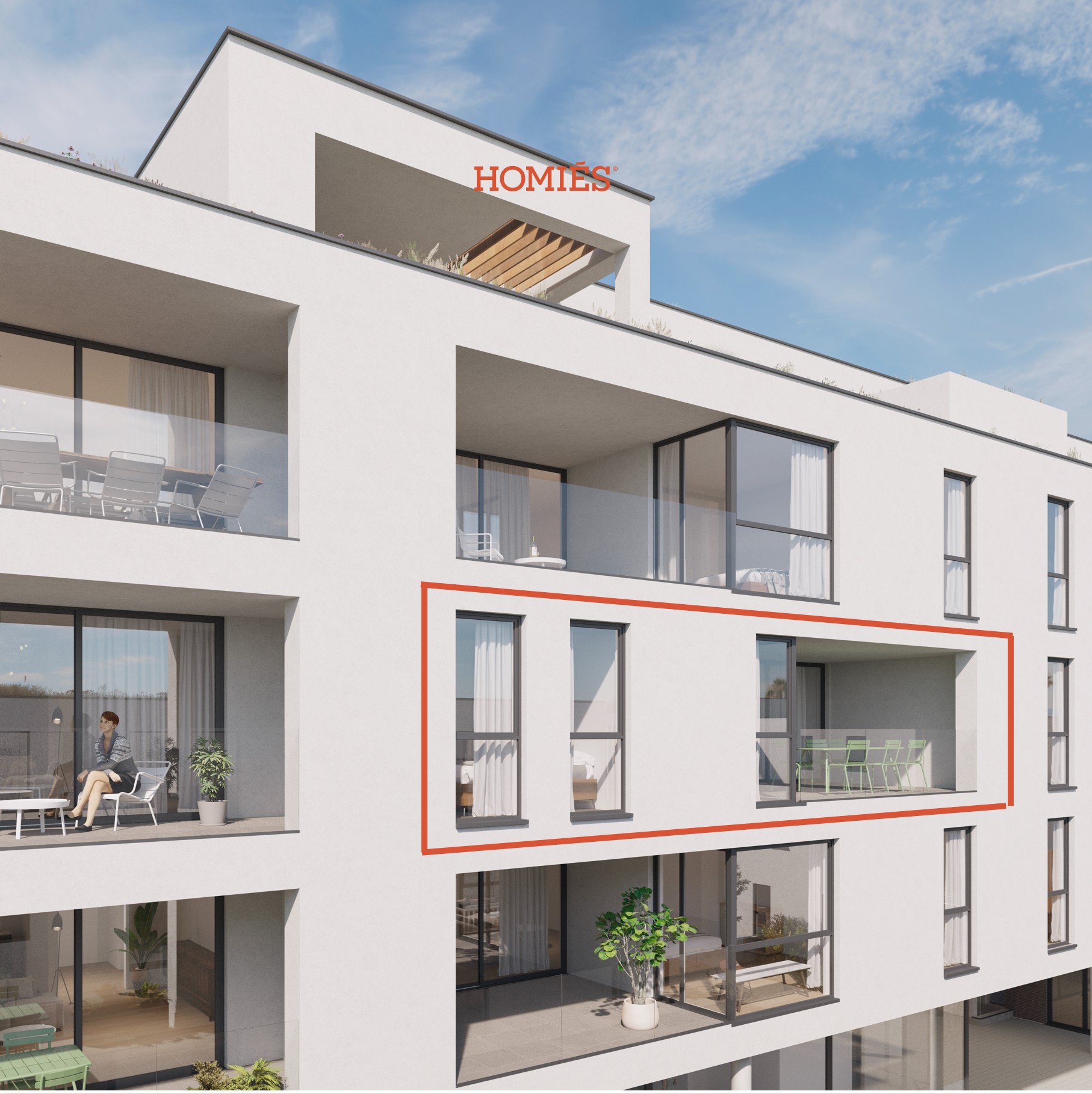 Appartement met twee slaapkamers en mooi terras